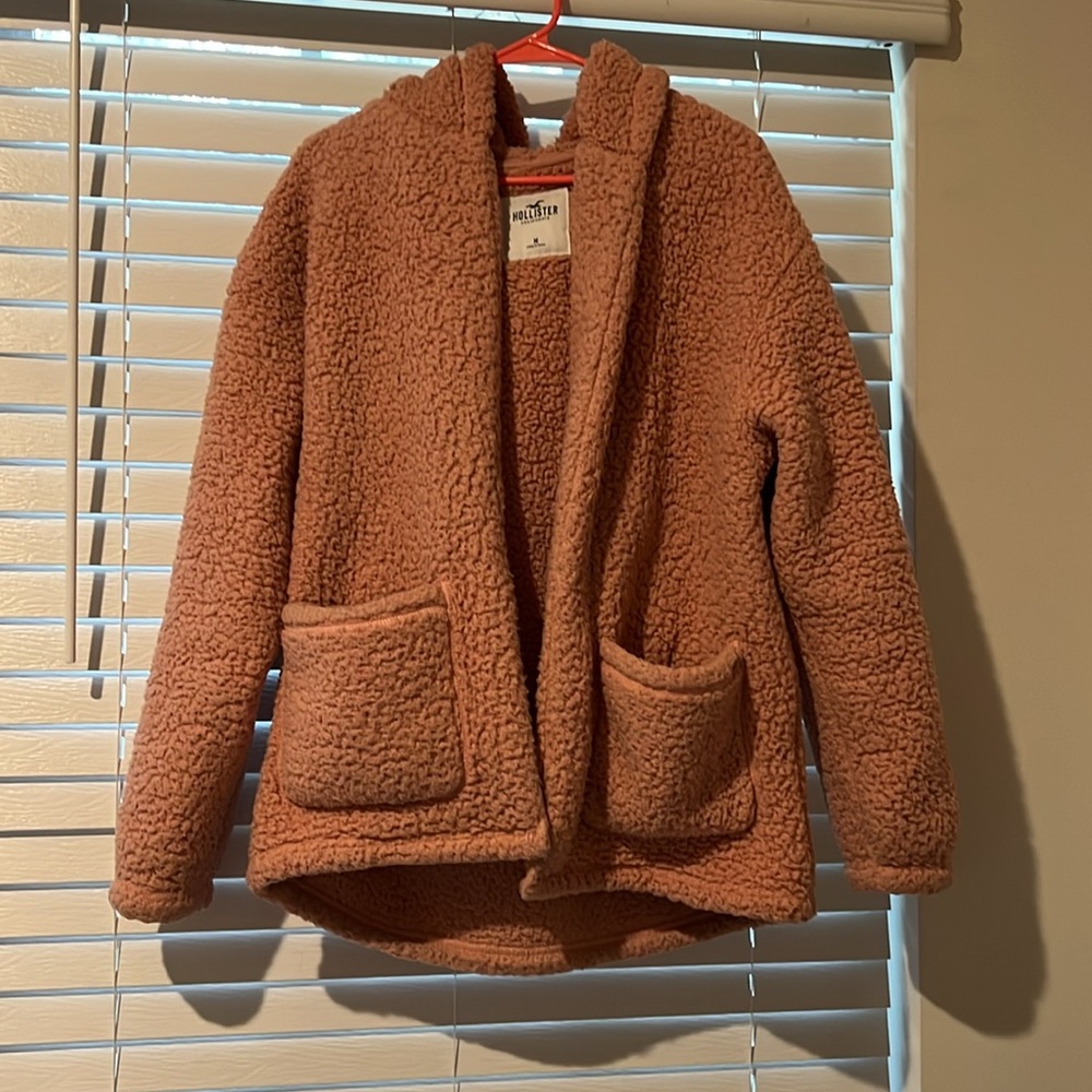 Sold; hollister Pink Fuzzy Jacket